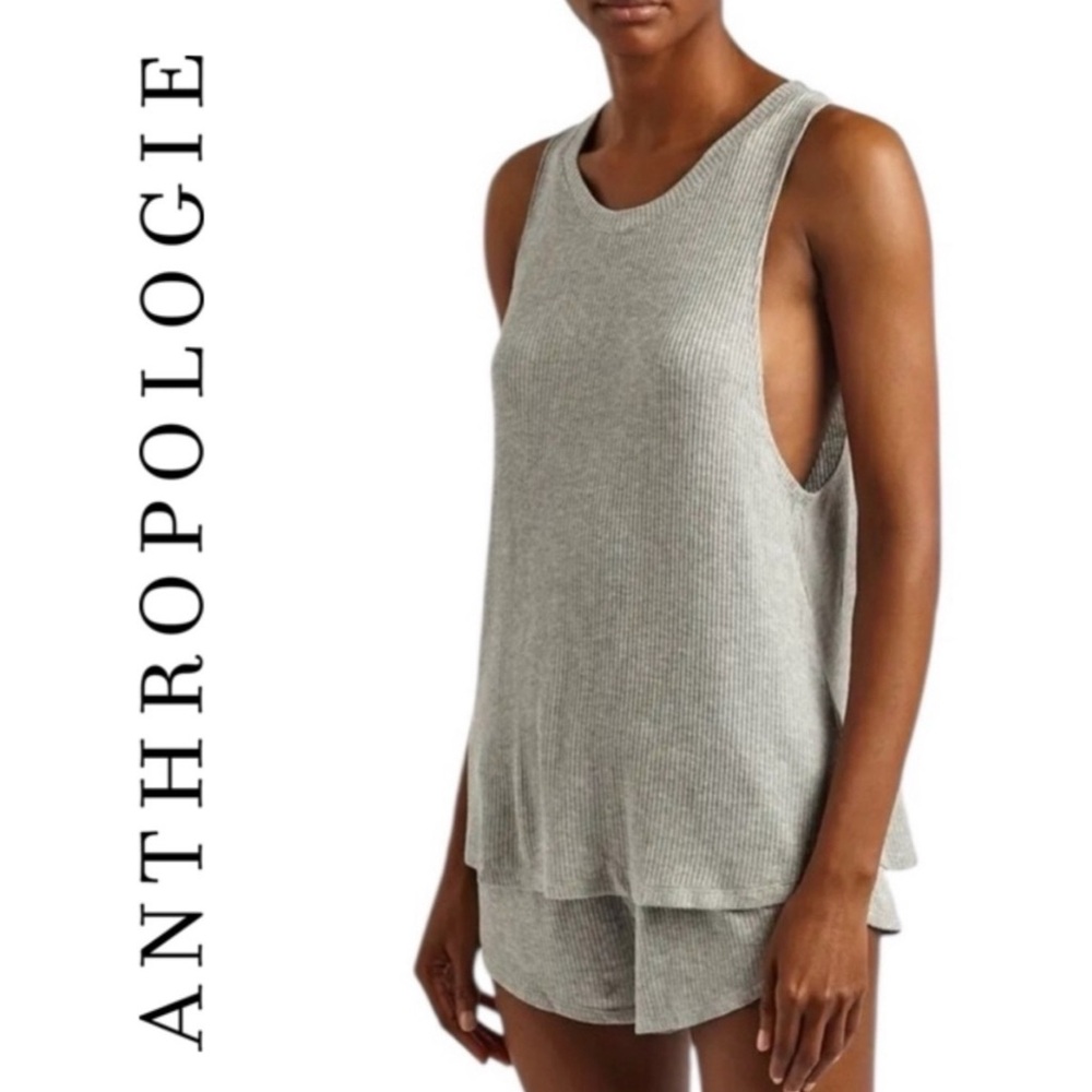 Anthropologie Eberjey Gray Tank Top Loungewear Cozy Comfort NWT Size XS